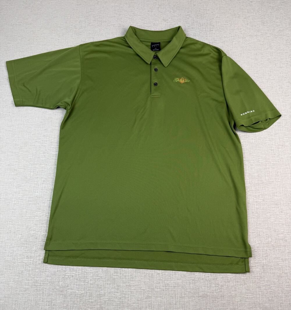 Dunning Golf Polo Men’s Large Gaillardia Golf Club Green Performance Shirt